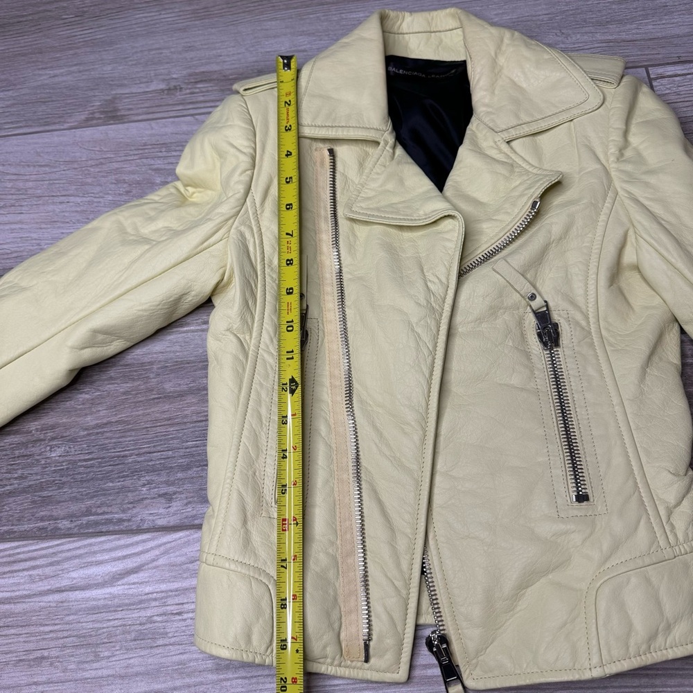 BALENCIAGA Neon Leather Moto Jacket Size 36 - Picture 9 of 13